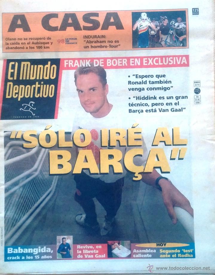 Sports collectibles: MUNDO DEPORTIVO. 1998. FRANK DE BOER. S&Oacute;LO IR&Eacute; AL BAR&Ccedil;A.