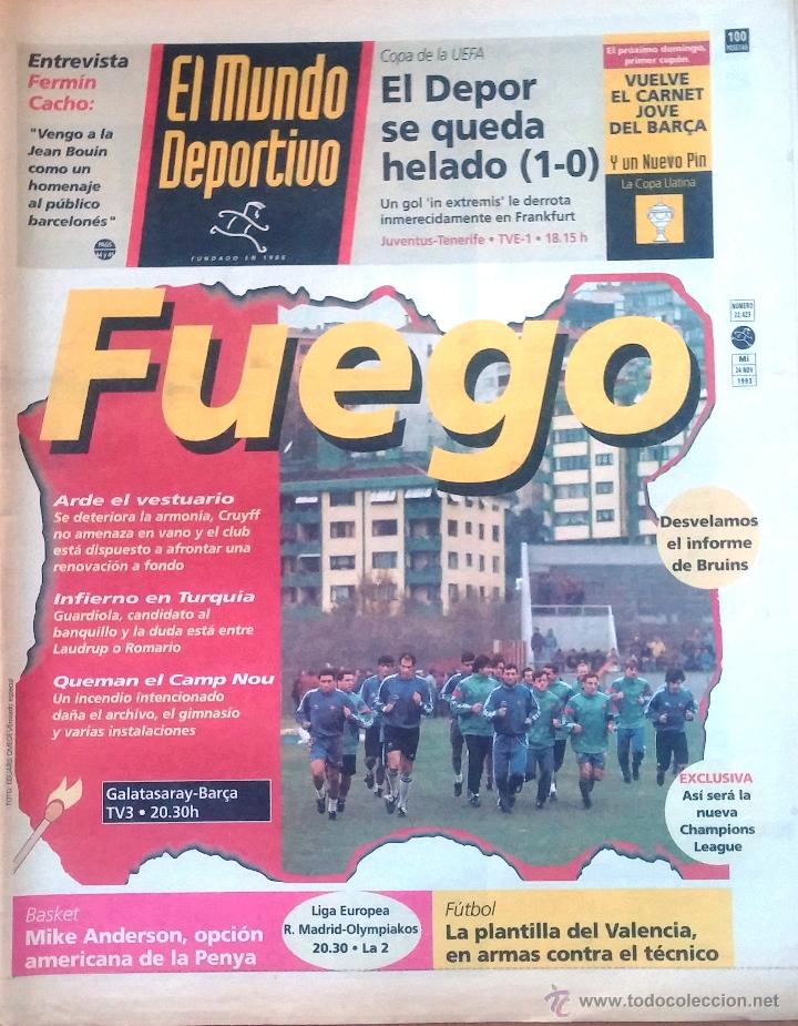 Sports collectibles: MUNDO DEPORTIVO. 1993. FUEGO EN LOS VESTUARIOS.