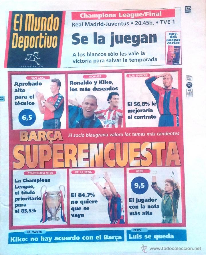 Sports collectibles: MUNDO DEPORTIVO. 1998. BAR&Ccedil;A SUPERENCUESTA EL SOCIO BLAUGRANA.