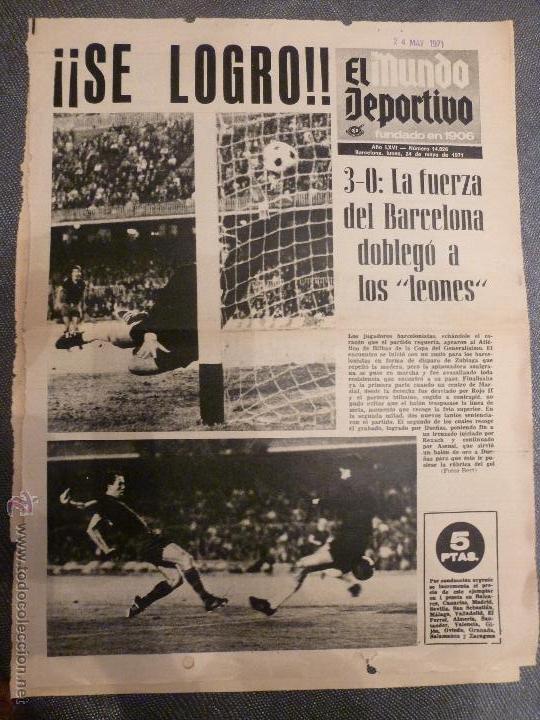 Sammelleidenschaft Sport: MUNDO DEPORTIVO(24-5-71)COPA GENERALISIMO BAR&Ccedil;A 3 BILBAO 0-FOTOS