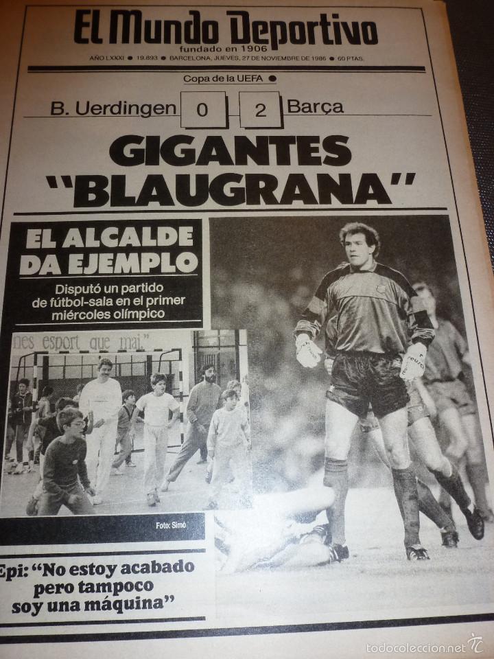 Collectionnisme sportif: MUNDO DEPORTIVO(27-11-86)UEFA BAYER UERDINGEN 0 BAR&Ccedil;A 2,DUKLA 0 INTER1-FOTOS