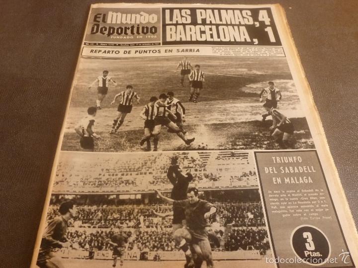 Coleccionismo deportivo: MUNDO DEPORTIVO(27-11-67)L.PALMAS 4 BAR&Ccedil;A 1!!!ESPA&Ntilde;OL 0 BILBAO 0,BORDOY EX-GUARDAMETA DEL EUROPA.
