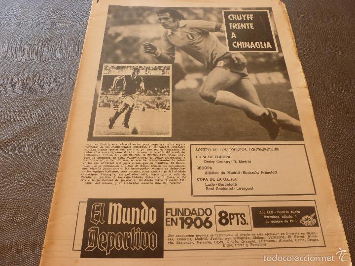 Sammelleidenschaft Sport: MUNDO DEPORTIVO(4-10-75)PROX. LAZIO(CHINAGLIA)-BAR&Ccedil;A(CRUYFF),ODAIR(CALVO SOTELO)RUBIO,MOTOR SEVILLA.