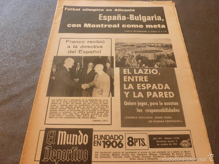 Collezionismo sportivo: MUNDO DEPORTIVO(9-10-75)OLIMPICOS ESPA&Ntilde;A 2 BULGARIA 1,LAZIO Y CHINAGLIA,JAZZ,DE LA CRUZ(BASKET)