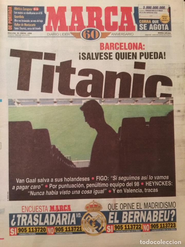 Coleccionismo deportivo: MARCA 21/ENERO/1998 EL TITANIC DEL BAR&Ccedil;A - Foto 1