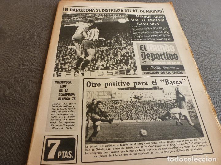 Coleccionismo deportivo: (MS)MUNDO DEPORTIVO(5-2-73)ESPA&Ntilde;OL 3 SPORTING GIJ&Oacute;N 0,OVIEDO 0 BAR&Ccedil;A 0,SABADELL 1 VALLADOLID 0.