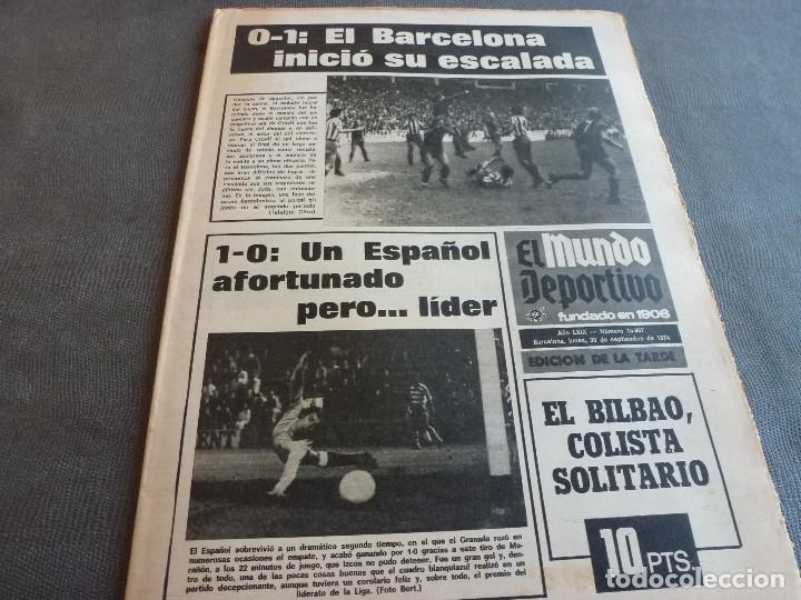 Coleccionismo deportivo: (MS)MUNDO DEPORTIVO(30-9-74)SPORTING 0 BAR&Ccedil;A 1,ESPA&Ntilde;OL 1 GRANADA 0,SABADELL 0 SAN ANDR&Eacute;S 0,CRUYFF.
