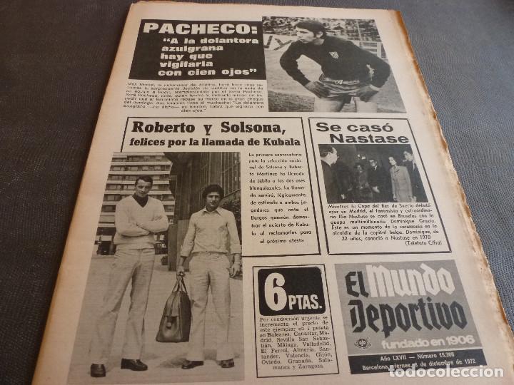 Coleccionismo deportivo: (MS)MUNDO DEPORTIVO(8-12-72)PACHECO(AT.MADRID)VIOLETA(ZARAGOZA)BAR&Ccedil;A LIDER AL DESCUBIERTO.