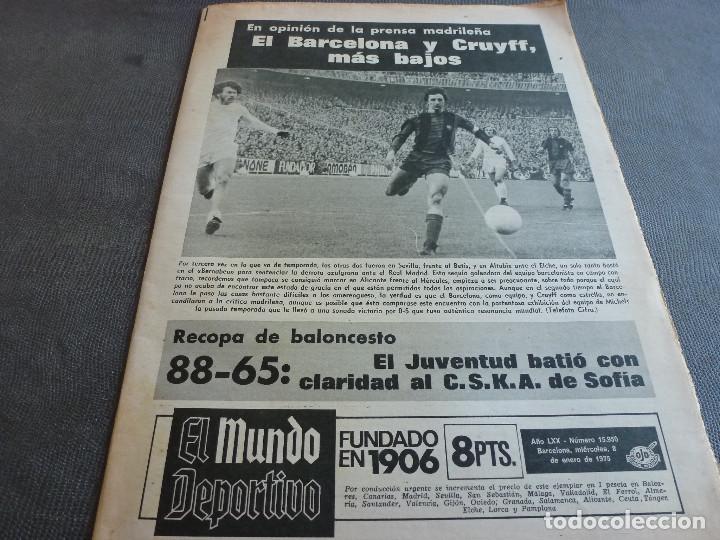 Coleccionismo deportivo: (MS)MUNDO DEPORTIVO(8-1-75)BAR&Ccedil;A Y CRUYFF,BASKET RECOPA EUROPA JUVENTUD 88 C.S.K.A. 65,SARRI&Aacute;.