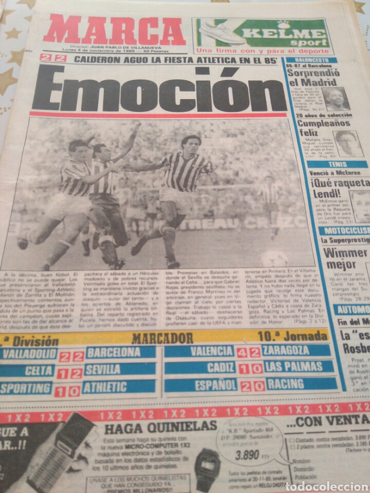 Sammelleidenschaft Sport: Marca lunes 04-11-1985 Jornada de Liga 85-86