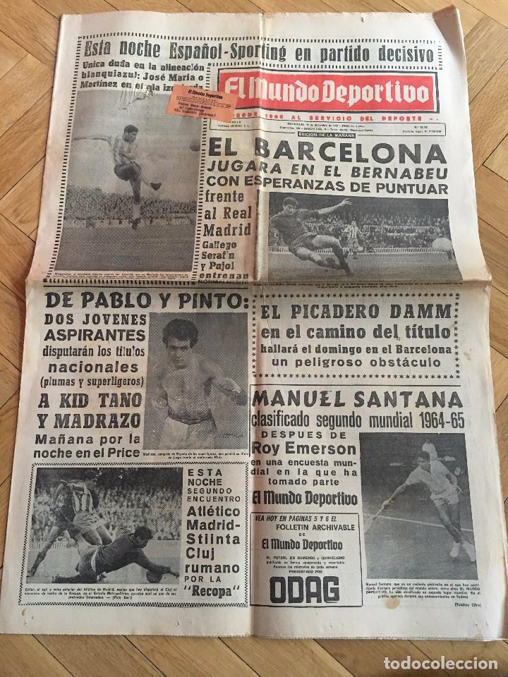 Collectionnisme sportif: CJ MUNDO DEPORTIVO (15-12-65)ESPANYOL SPORTING PORTUGAL ATLETICO MADRID CLUJ
