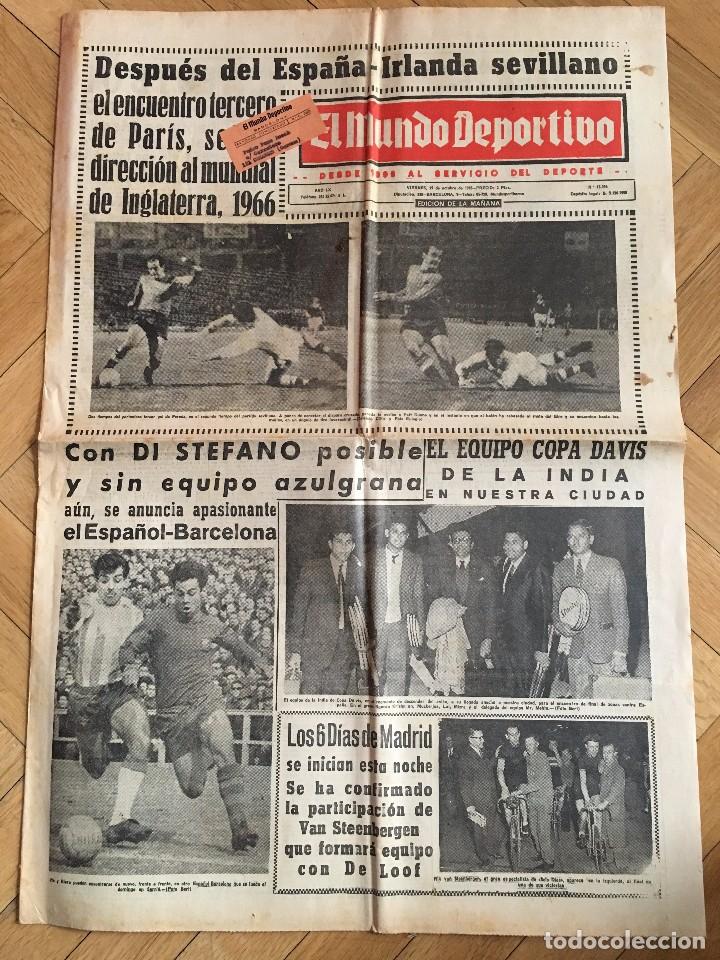 Collectionnisme sportif: CJ MUNDO DEPORTIVO (29-10-65) ESPA&Ntilde;A EIRE EN PARIS CLASIFICATORIO MUNDIAL INGLATERRA 1966