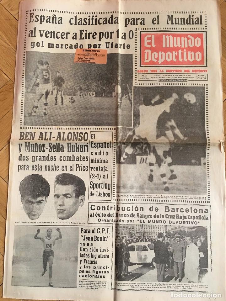 Collectionnisme sportif: CJ MUNDO DEPORTIVO (11-11-65) ESPA&Ntilde;A 1-0 EIRE GOL UFARTE MUNDIAL INGLATERRA 1966 ESPANYOL SPORTING