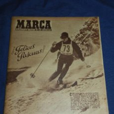 Coleccionismo deportivo: (M) 1957 - FELICES PASCUAS !!! PORTADA ESQUIADORA ANDREA MEAD LAWRENCE , SEÑALES DE USO