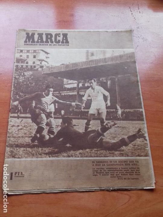 Coleccionismo deportivo: DIARIO MARCA. N&ordm;223. 11-MARZO-1947. QUEREJETA SE RETIRA DEL FUTBOL... SI EL MADRID NO ACCEDE.