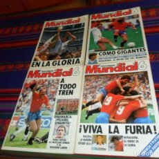 Coleccionismo deportivo: CON MARADONA, COLECCIONABLE MUNDIAL 16 MÉXICO 1986 NºS 3 4 5 6 CON EL PÓSTER. MBE.
