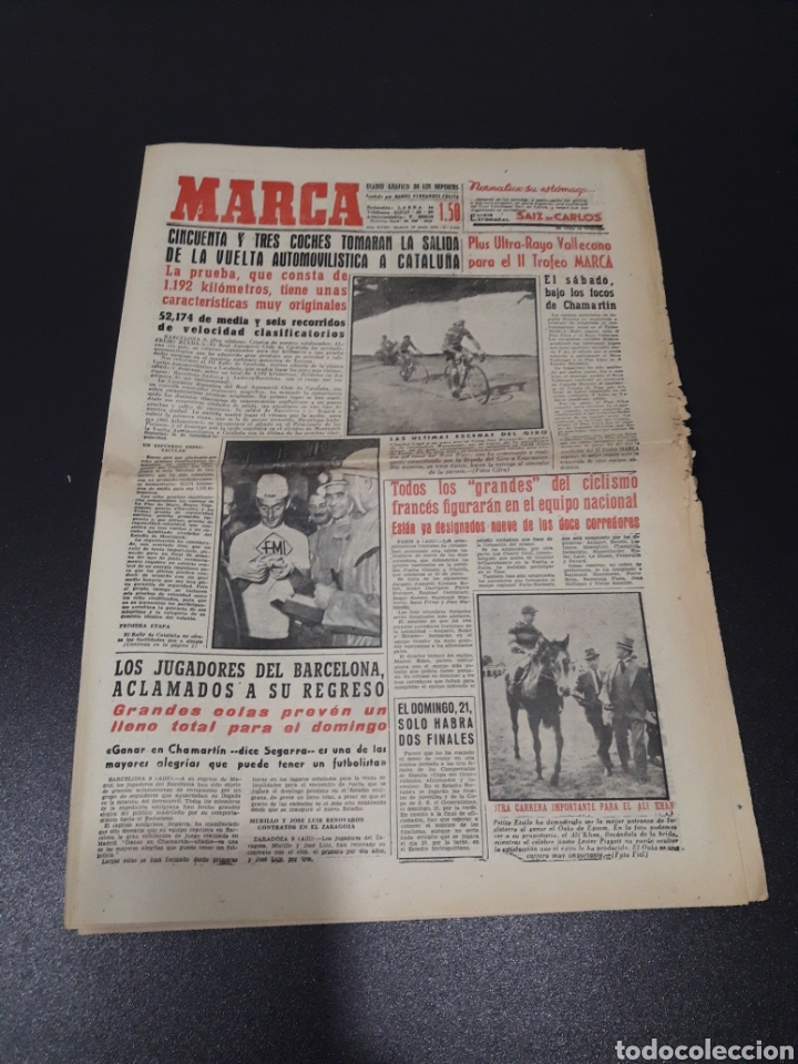 Sports collectibles: MARCA 10/06/1959. R.MADRID V BARCELONA GAINZA ALCOYANO GERMAN RECREATIVO HUELVA.