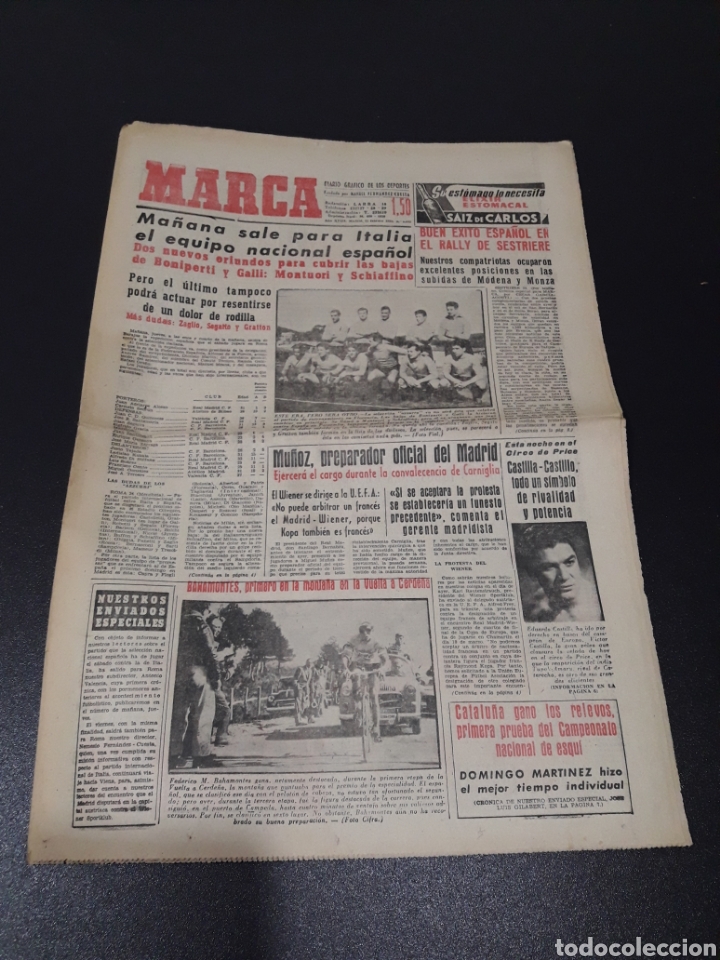 Colecionismo desportivo: MARCA 25/02/1959. ITALIA V ESPA&Ntilde;A. CELTA PINTOS LYON REIMS AT.MADRID CALLEJA.