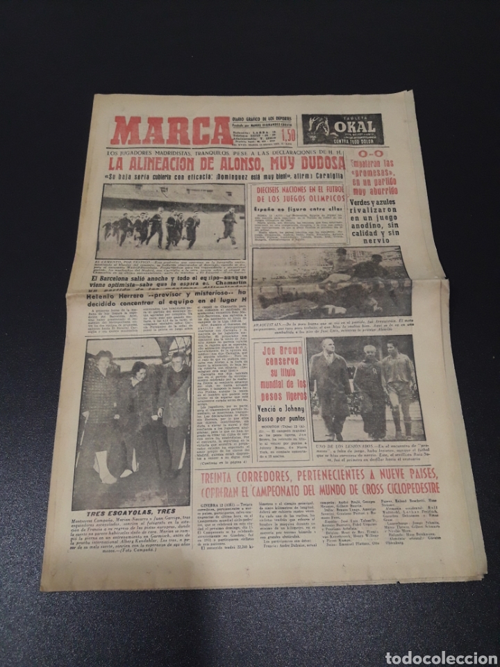 Collectionnisme sportif: MARCA 13/02/1959. BARCELONA V R.MADRID CASTELLON ZARAGOZA PAMPOLS.