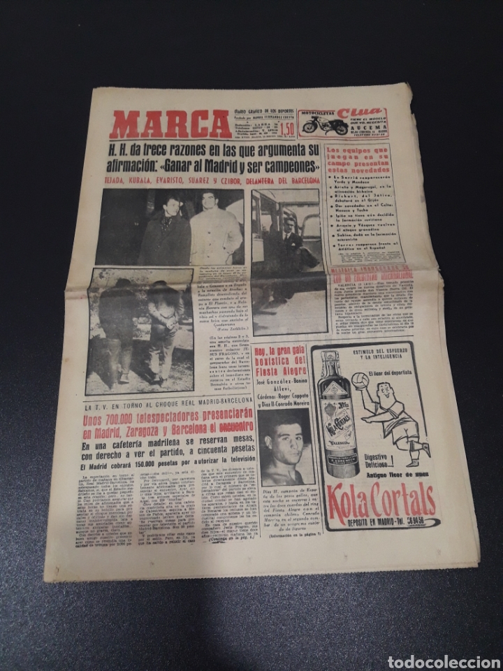 Collectionnisme sportif: MARCA 14/02/1959. BARCELONA V R.MADRID CORDOBA ELCHE GRANADA KALMAR CICLISMO MIGUEL CHACON.