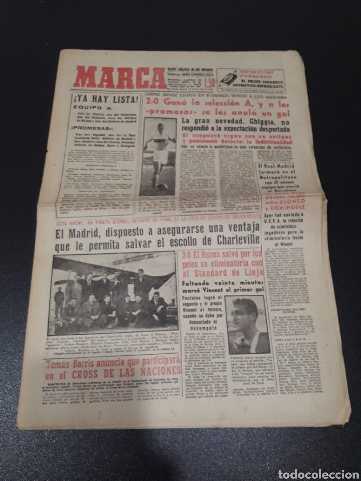 Collectionnisme sportif: MARCA 19/02/1959. COPA EUROPA REIMS,3 - STANDARD LIEJA,0. COPA EUROPA BALONCESTO TENIS OLMEDO.