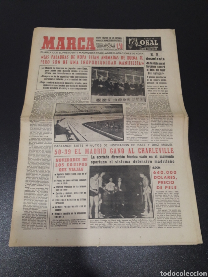 Collectionnisme sportif: MARCA 20/02/1959. KOPA GUECHO AT.MADRID COPA EUROPA BALONCESTO MADRID CHARLEVILLE FUTBOL SANTITEBAN.
