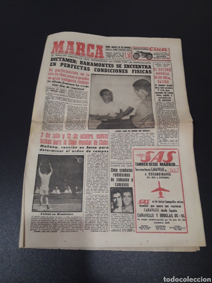 Collectionnisme sportif: MARCA 22/06/1960. ESPA&Ntilde;OL PONS ZARAGOZA CESAR TENIS GIMENO ARILLA BOXEO PATTERSON V. JOHANSSON.