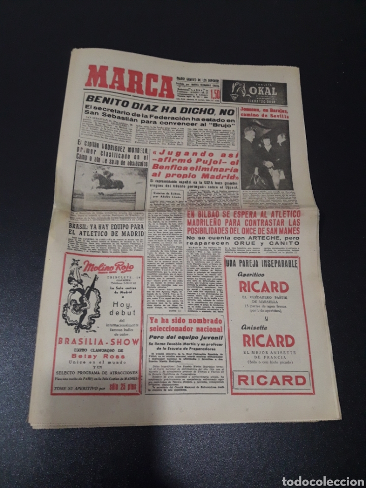 Collectionnisme sportif: MARCA 11/11/1960. ZARAGOZA LUGO SEVILLA JONSSON FONTAINE VALENCIA CF BALMANYA.