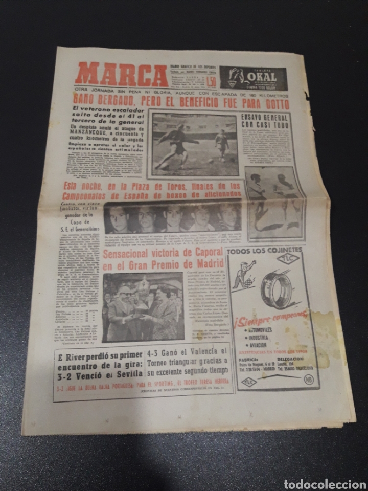 Collectionnisme sportif: MARCA 30/06/1961. TORNEO TRIANGURAR FINAL. VALENCIA,3 - BARCELONA,2. FINAL TERESA HERRERA. SPORTING,