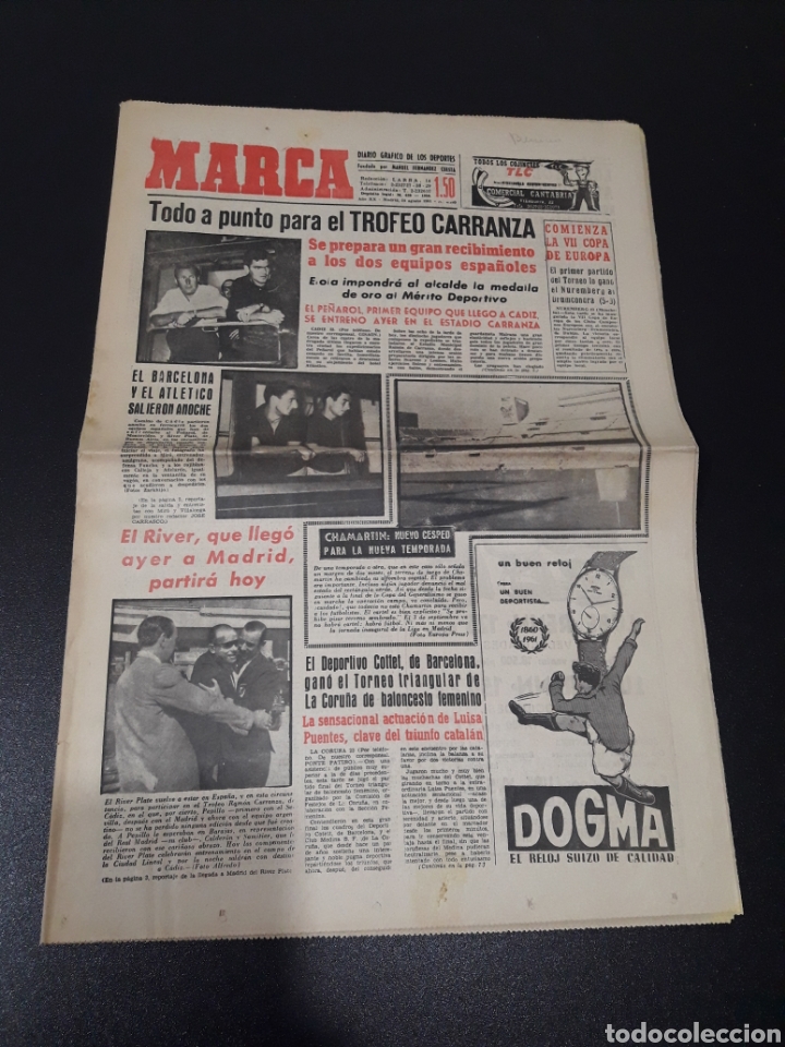 Collectionnisme sportif: MARCA 24/08/1961. TROFEO CARRANZA A GIJON MONTA&Ntilde;ISMO HUASCARAN HERCULES CF LOZANO.