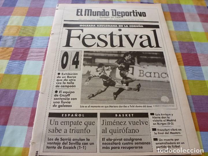 Collectionnisme sportif: MUNDO DEPORTIVO(18-11-91) DEPOR 0 BAR&Ccedil;A 4,SUPER LAUDRUP LIDER DE ESTE BAR&Ccedil;A,NAVRATILOVA.