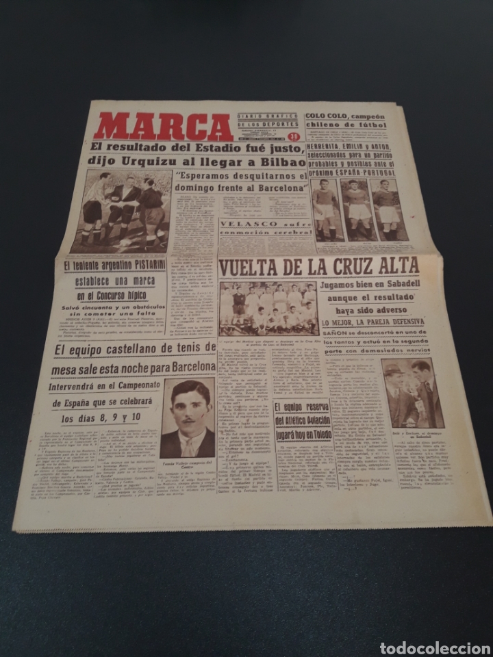 Sports collectibles: MARCA N&deg;633. 6/12/1944. ATLETICO AVIACION TOLEDO URQUIZU HERRERITA EMILIN ANTON MATOS FERNANDEZ MADR