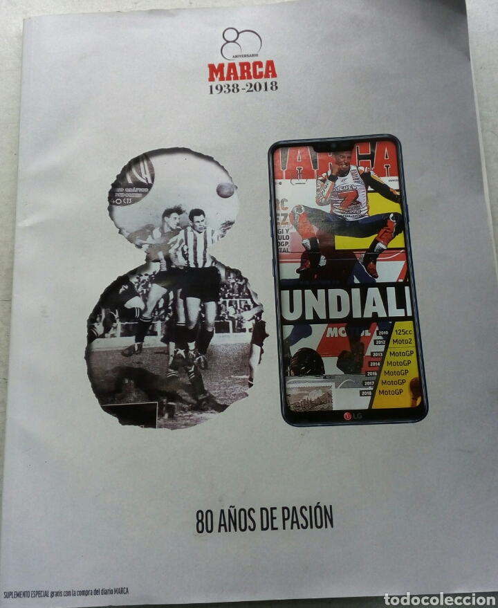 Collectionnisme sportif: MARCA 1938-2018. ESPECIAL 80 A&Ntilde;OS DE PASI&Oacute;N + REGALO POSTER CRISTIANO RONALDO BAL&Oacute;N DE ORO