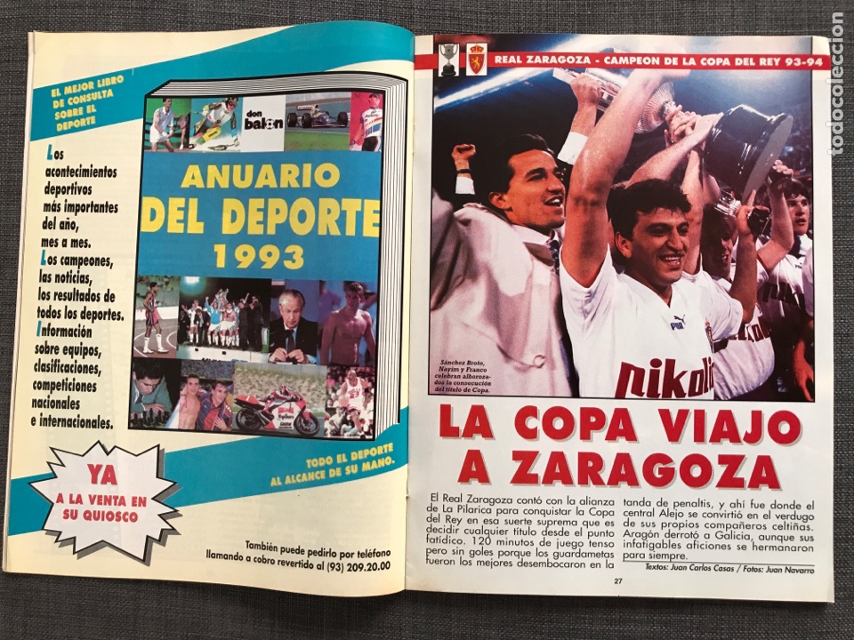 Revue Don Balon Nº 965 - 1994 - Avec Poster Du Zaragoza Champion - Football