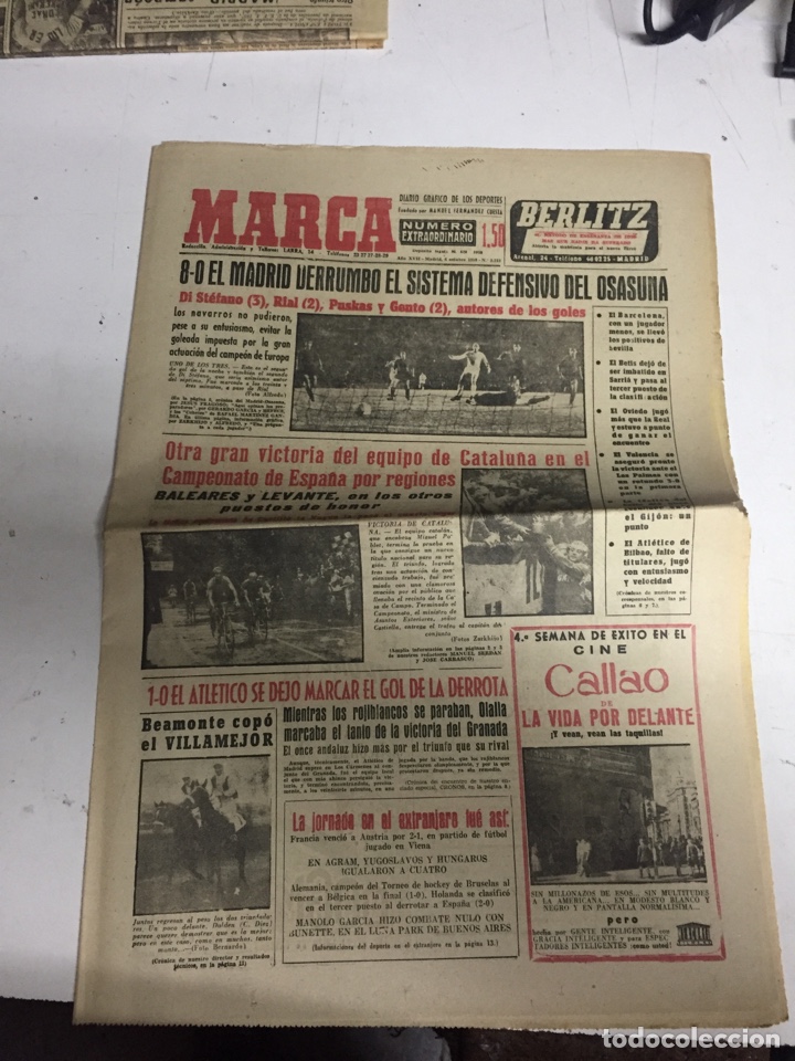 Coleccionismo deportivo: Peri&oacute;dico marca 1958 - Foto 1