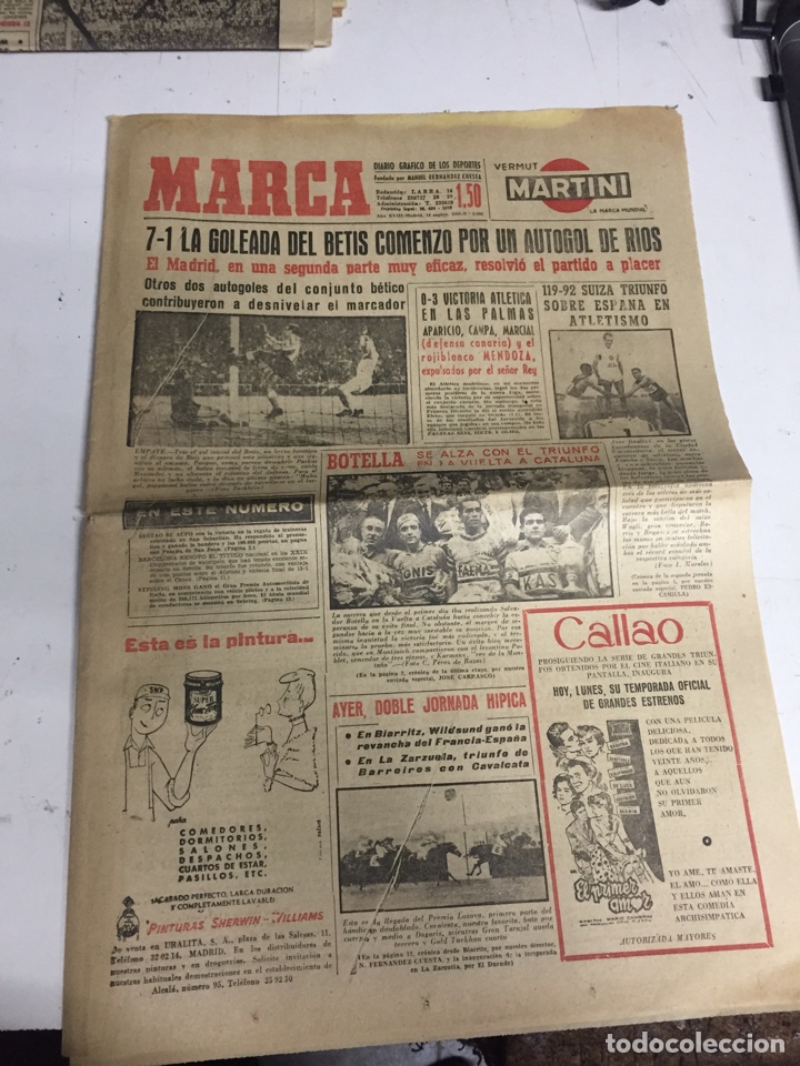 Coleccionismo deportivo: Peri&oacute;dico marca a&ntilde;o 1958 - Foto 1