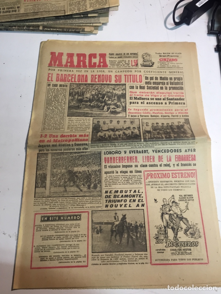 Collectionnisme sportif: Peri&oacute;dico marca a&ntilde;o 1960 Barcelona campe&oacute;n