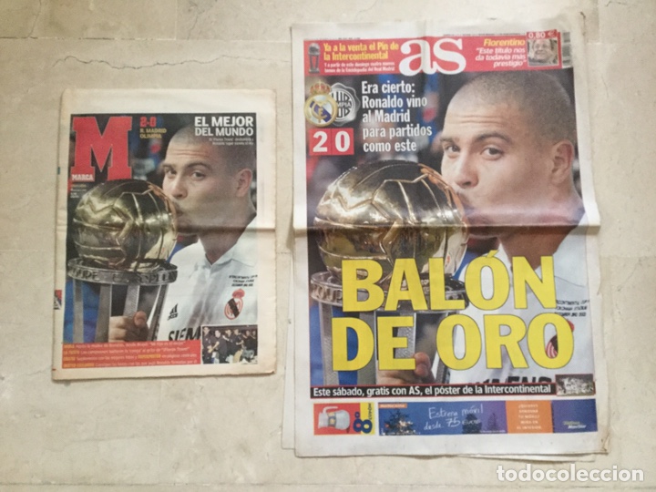 Coleccionismo deportivo: MARCA y AS. Real Madrid, campe&oacute;n de la Copa Intercontinental - Foto 1