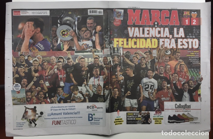 Coleccionismo deportivo: MARCA-26 MAYO 2019-/VALENCIA,LA FELICIDAD ERA ESTO/OCTAVA COPA DEL REY/-PERIODICO DEPORTIVO
