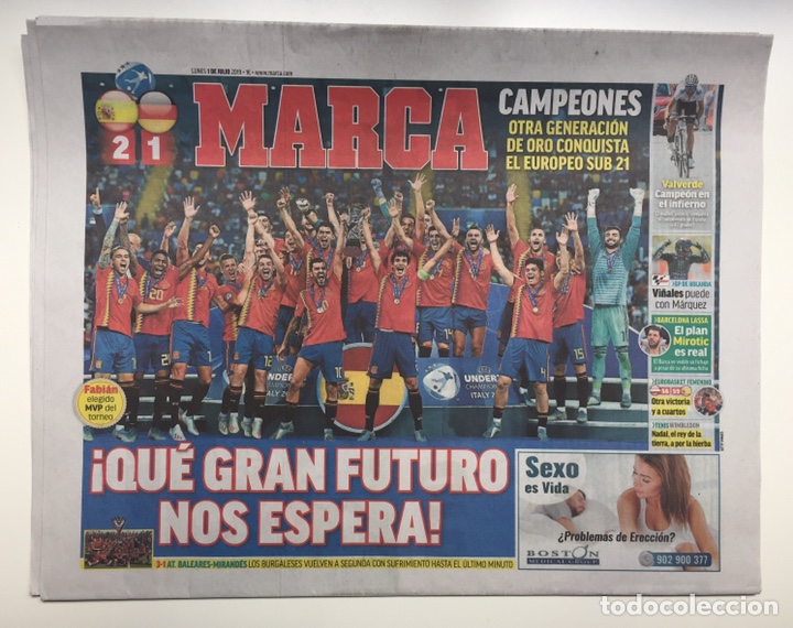 Coleccionismo deportivo: MARCA-1 JULIO 2019-/CAMPEONES EUROCOPA SUB 21 ESPA&Ntilde;A/-PERIODICO DEPORTIVO