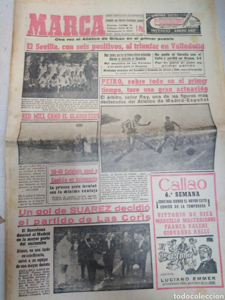 Collectionnisme sportif: MARCA-12/11/56-N 4622,EL SEVILLA CON 6 POSITIVOS, AL TRIUNFAR EN VALLADOLID,