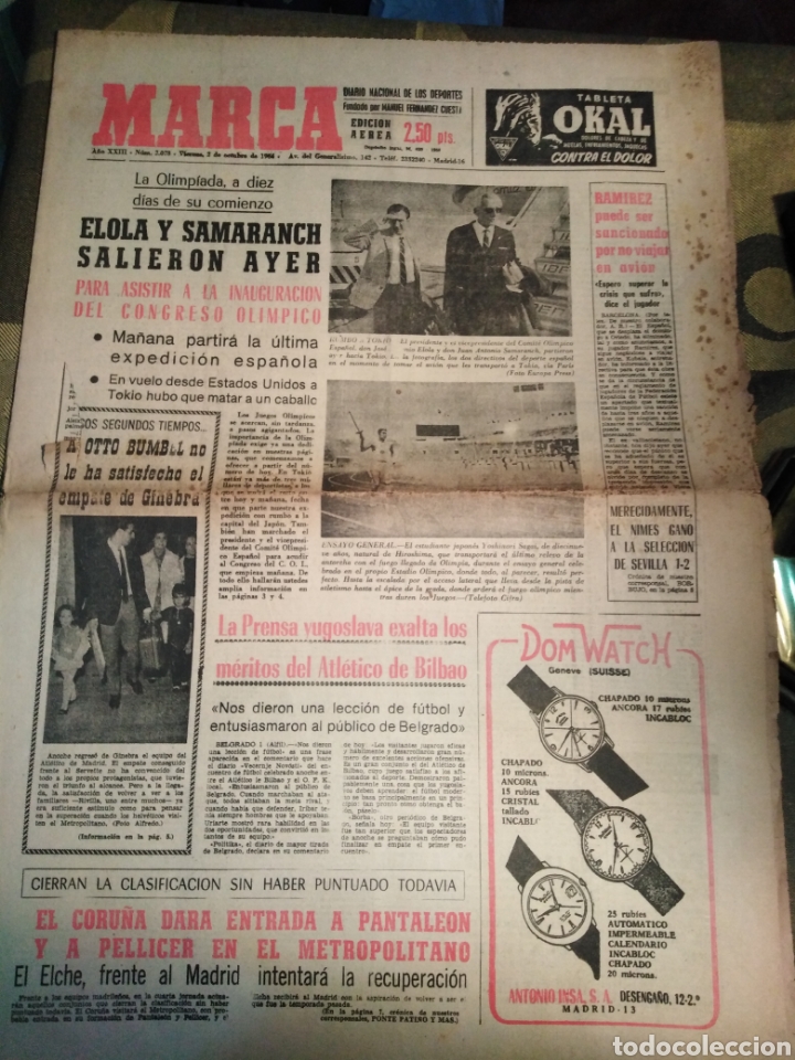 Sports collectibles: MARCA-2/10/64,LA PRENSA DE YUGOSLAVIA EXALTA LOS M&Eacute;RITOS DEL AT. BILBAO, REPORTAGE BEN ALI BOXEO