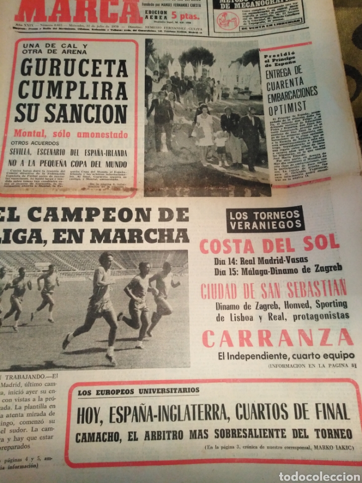 Sports collectibles: MARCA-22/7/70,EL CAMPEON DE LIGA EN MARCHA,REPORTAGE VALLEHERMOSO INFRASTRUCTURAS