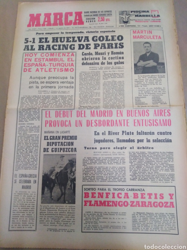 Coleccionismo deportivo: MARCA-7/8/65-REPORTAJE PARTE TRASERA EL TOTTENHAM EN MALAGA - Foto 1