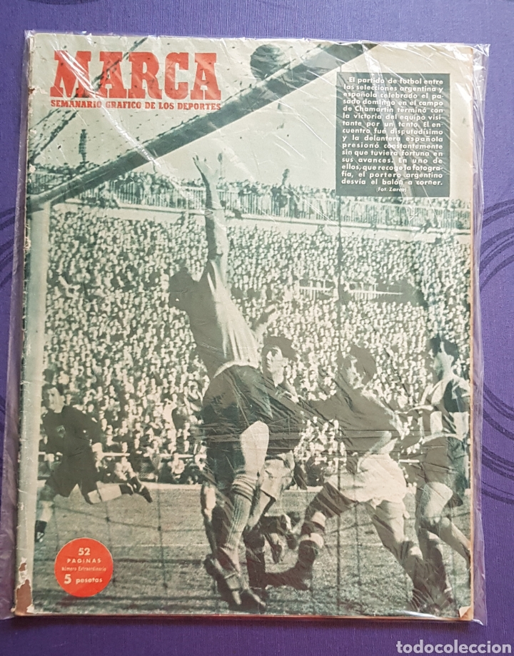 Collectionnisme sportif: Marca n&deg;523, 9/12/1952 Espa&ntilde;a 0-1 Argentina