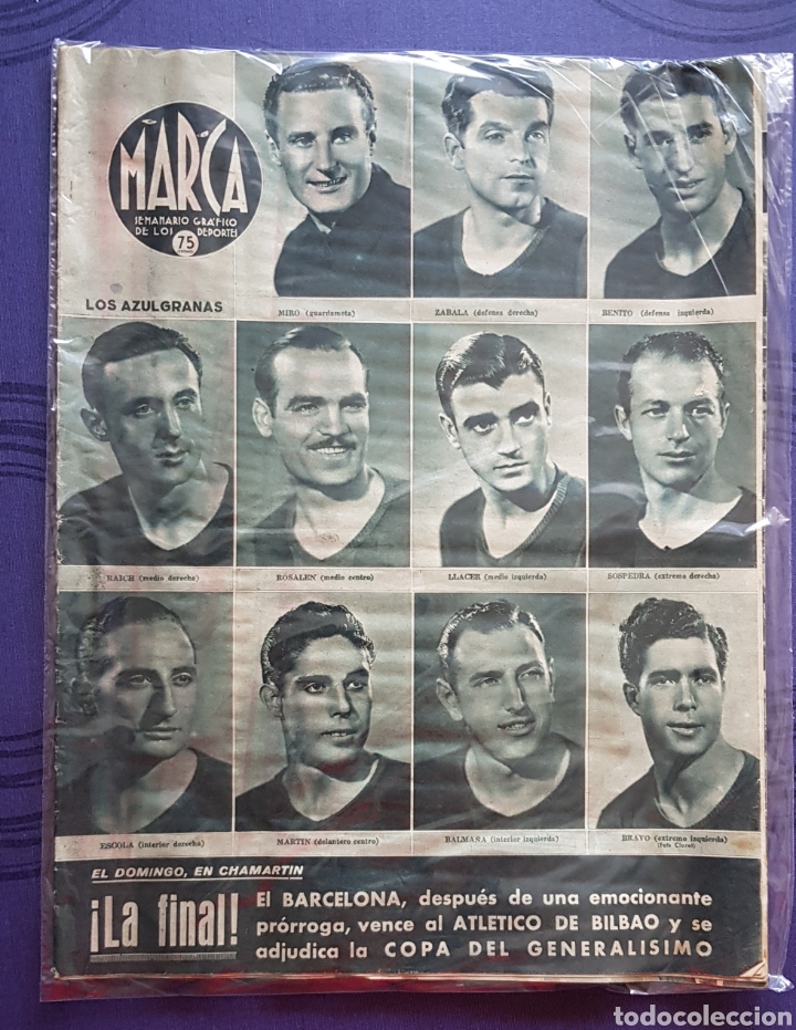 Collectionnisme sportif: Marca 176, 23-6-1942 Bar&ccedil;a, campe&oacute;n Generalisimo
