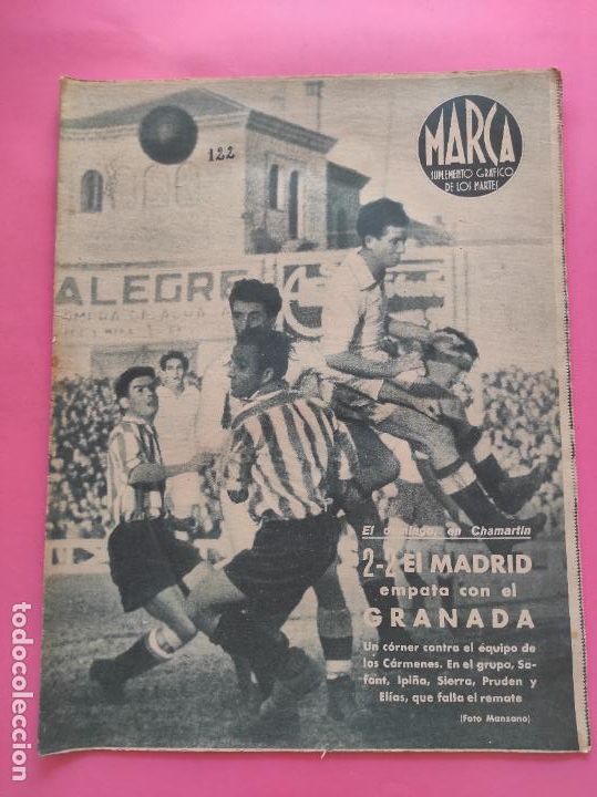 Collectionnisme sportif: PERIODICO MARCA 1944 LIGA 43/44 MADRID 2-2 GRANADA - REAL OVIEDO - CE SABADELL - ZARAGOZA SEVILLA
