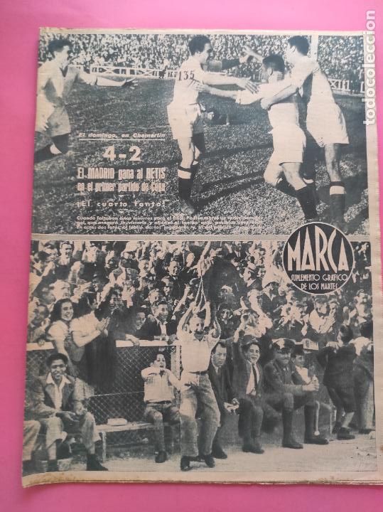 Collectionnisme sportif: PERIODICO MARCA 1944 COPA 43/44 REAL MADRID-BETIS - SEVILLA-XEREZ - ARENAS MURCIA HERCULES CULTURAL