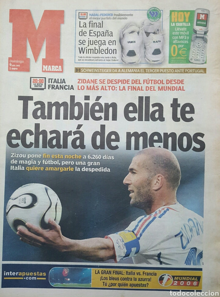 Sammelleidenschaft Sport: MARCA - 9 JULIO 2006 - FRANCIA vs ITALIA - FINAL MUNDIAL 2006