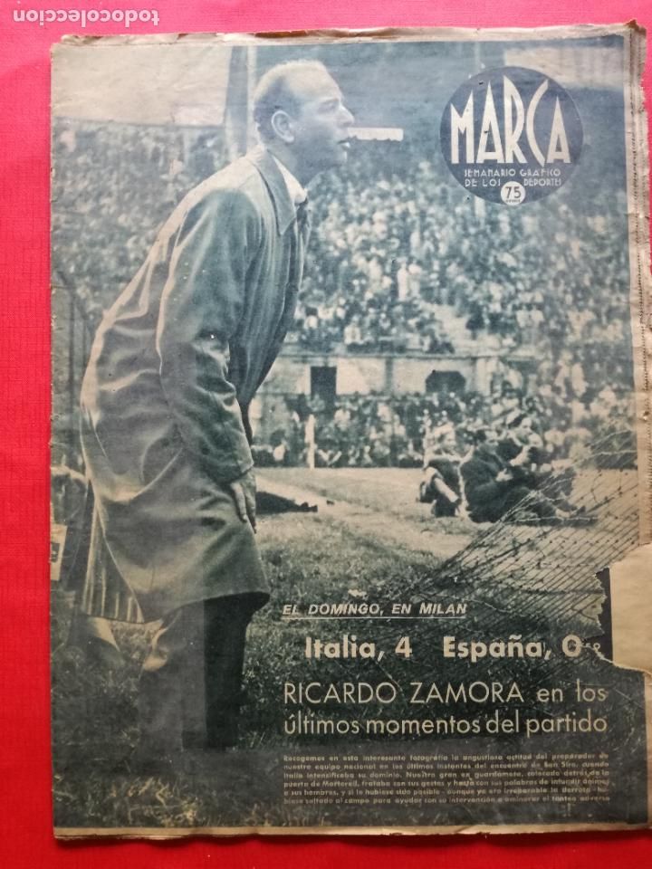 Sammelleidenschaft Sport: PERIODICO MARCA 1943 ITALIA 4-0 ESPA&Ntilde;A - SELECCION ESPA&Ntilde;OLA RICARDO ZAMORA - MILAN